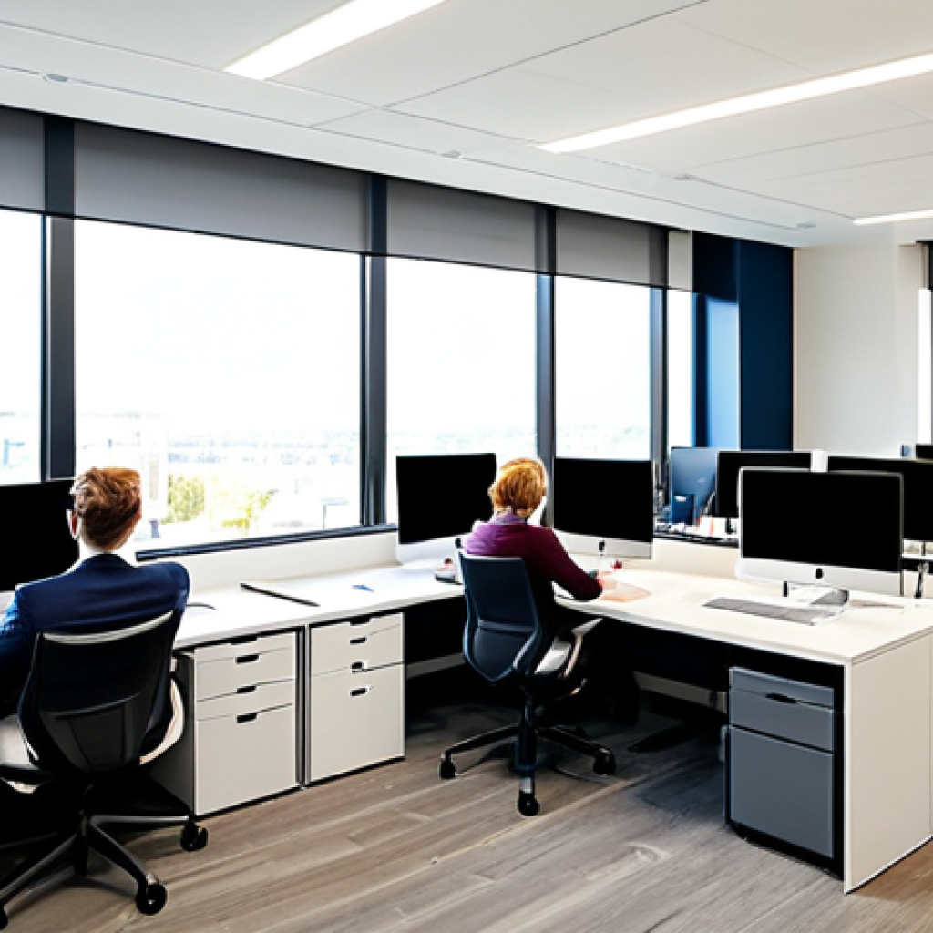 A diverse group of professional individuals, male and female, collaboratively working in a modern hybrid office setting. They are fully clothed in professional, modest business attire, including suits, blouses, and collared shirts. The scene features a split view: one person is in a clean, contemporary home office with a minimalist desk and a bright window; another is in a vibrant, open-plan office space with ergonomic chairs and collaborative screens; a third is participating from a remote, sunlit workstation with a subtle Scandinavian design influence. All are connected via high-resolution video calls on large monitors, displaying clear images of their colleagues. Laptops, tablets, and digital collaboration tools are visible. Perfect anatomy, correct proportions, natural pose, well-formed hands, proper finger count, natural body proportions. The lighting is soft and professional. safe for work, appropriate content, fully clothed, professional.